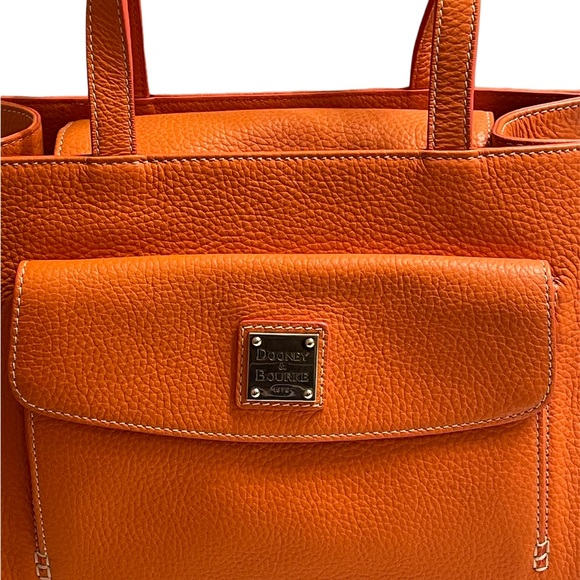 DOONEY & BURKE Orange Pebble Leather Rectangular Shoulder Bag - Picture 3 of 14